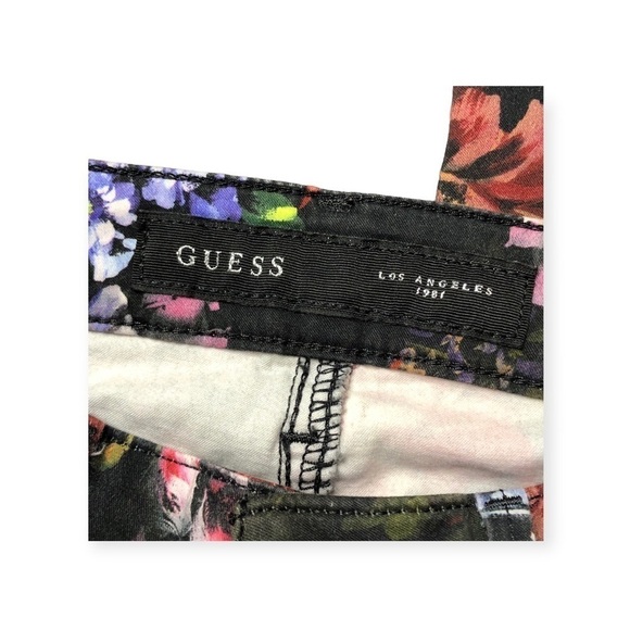 Guess jeggings slim fit stretch black floral painting print bright bold 26 - Picture 4 of 11